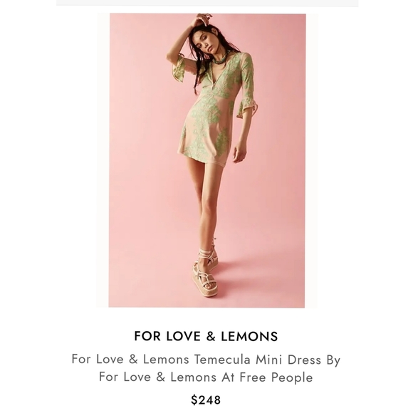 Free people for love and lemon Temecula Mini Dress size S Moss Green - Picture 4 of 4
